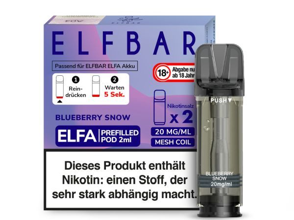 - ElfBar Elfa Pod Blueberry Snow 20mg. (2 Stk.)