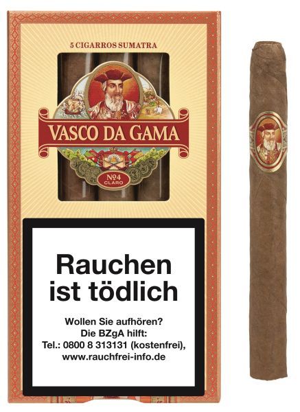 Vasco da Gama Zigarren/Zigarillos Vasco Da Gama Cigarro No4 #334 (Schachtel á 5 Stück)