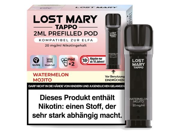 Lost Mary Tappo Pod Watermelon Mojito 20mg. (2 Stk.)