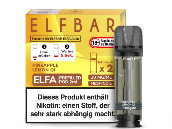 ElfBar Elfa Pod Pineapple Lemon Qi 20mg. (2 Stk.)