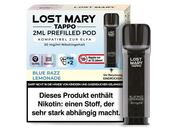 Lost Mary Tappo Pod Blue Razz Lemonade 20mg. (2 Stk.)